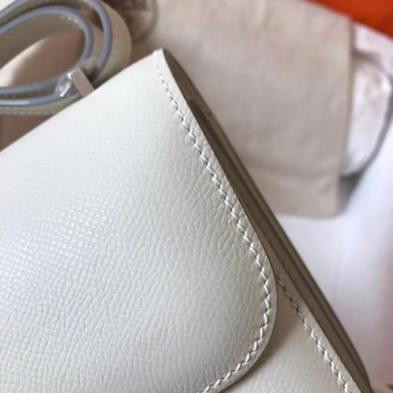 Hermes Constance 24cm Shoulder Bag In Cream White Epsom Leather